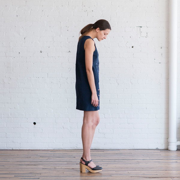 Tess Giberson Jacquard & Denim Dress w/ Lacing Tess Giberson Jacquard & Denim Dress w/ Lacing