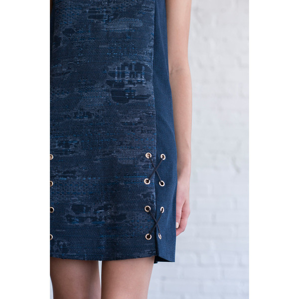 Tess Giberson Jacquard & Denim Dress w/ Lacing Tess Giberson Jacquard & Denim Dress w/ Lacing