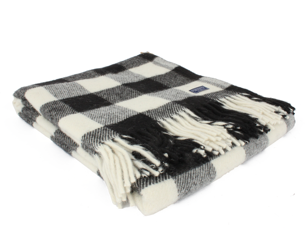 Faribault Buffalo Check Wool Throw - Black/White Faribault Buffalo Check Wool Throw - Black/White