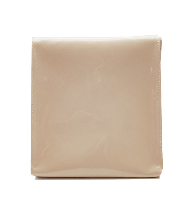 SMK Foldover Bag in Beige Vinyl SMK Foldover Bag in Beige Vinyl