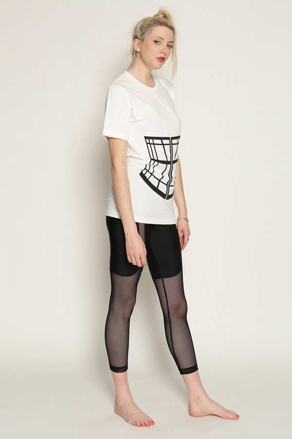Chromat Corset Cage T-Shirt in White/Black Chromat Corset Cage T-Shirt in White/Black