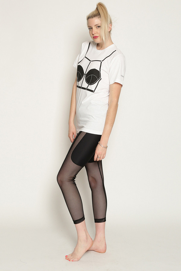 Chromat Harness Bra T-Shirt in White/Black Chromat Harness Bra T-Shirt in White/Black