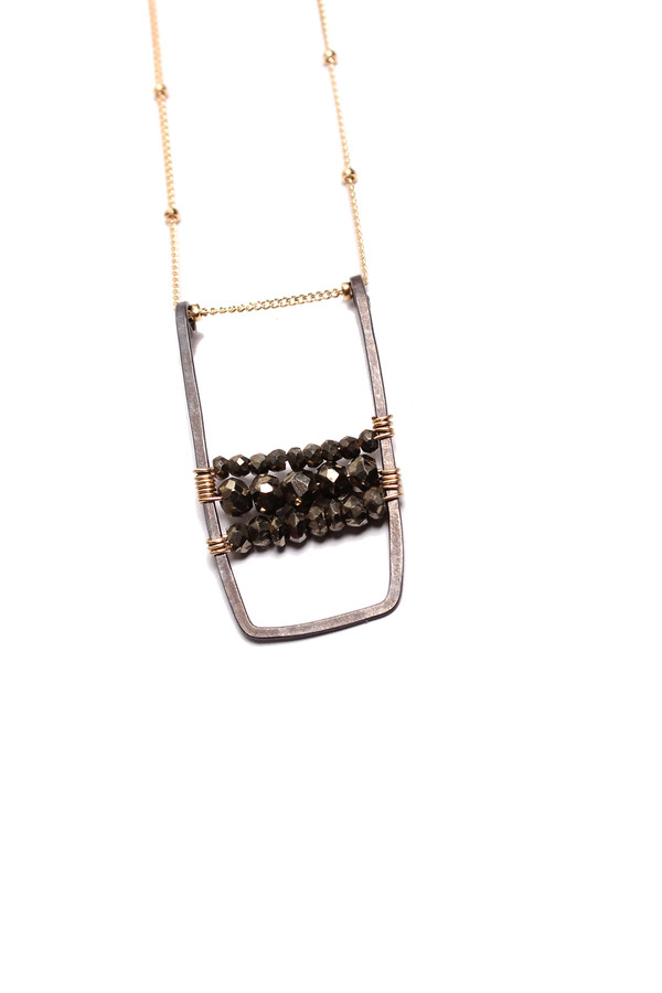Pyrite Oxidized U Bar Necklace Pyrite Oxidized U Bar Necklace