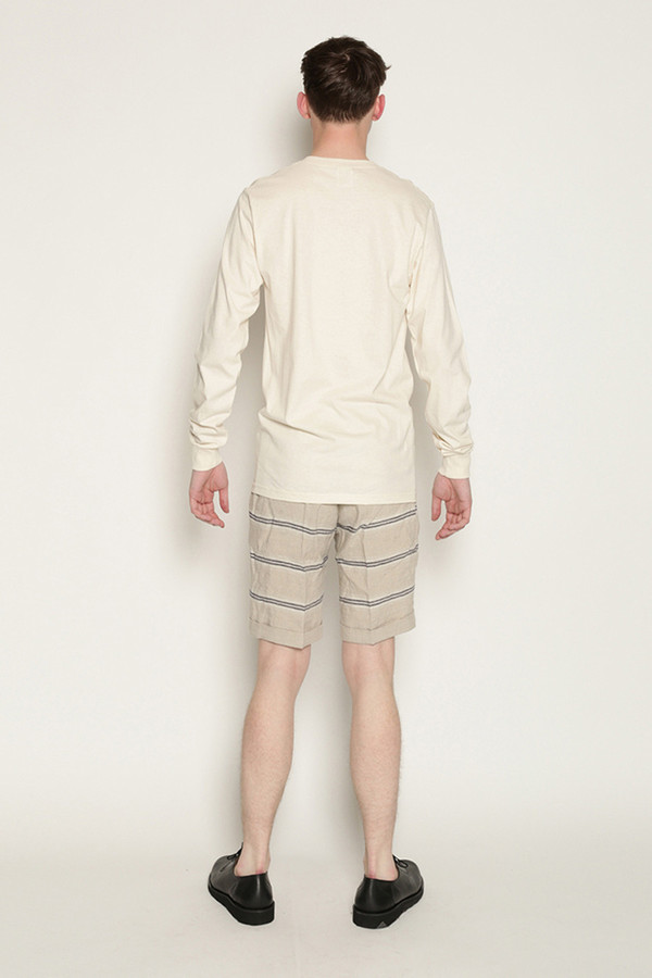 Men's Soulland Kreuzberg Shorts in Beige with Navy Stripes Men's Soulland Kreuzberg Shorts in Beige with Navy Stripes