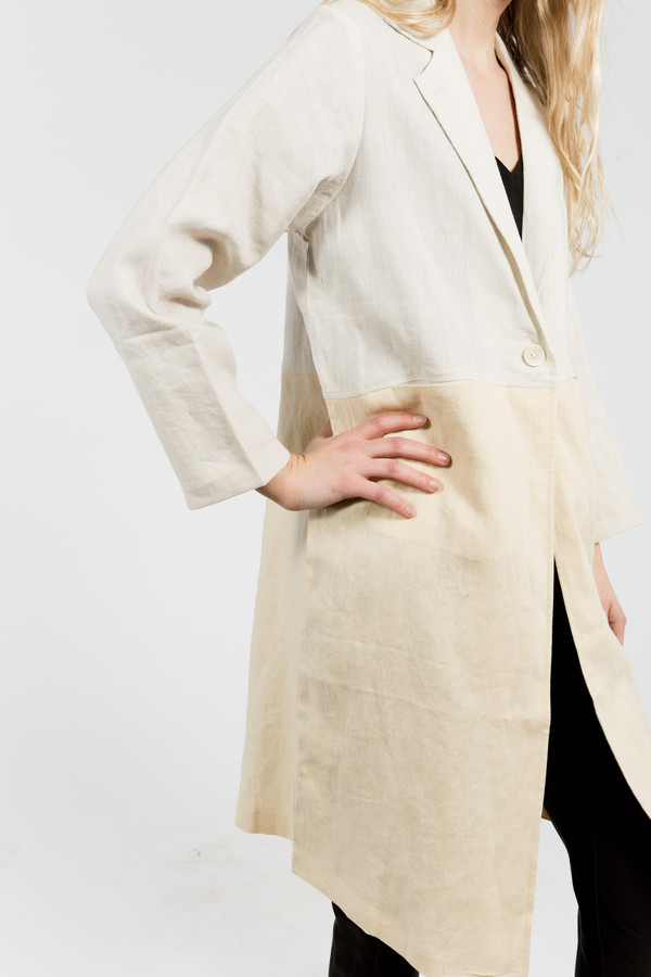 7115 by Szeki Color Blocked Linen Coat 7115 by Szeki Color Blocked Linen Coat