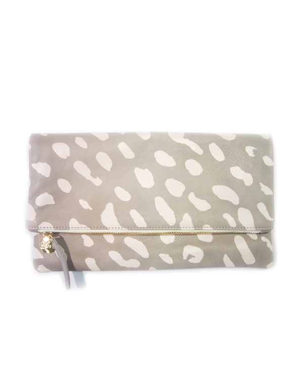 Clare V. Foldover Clutch in Grey and Cream Jaguar Clare V. Foldover Clutch in Grey and Cream Jaguar
