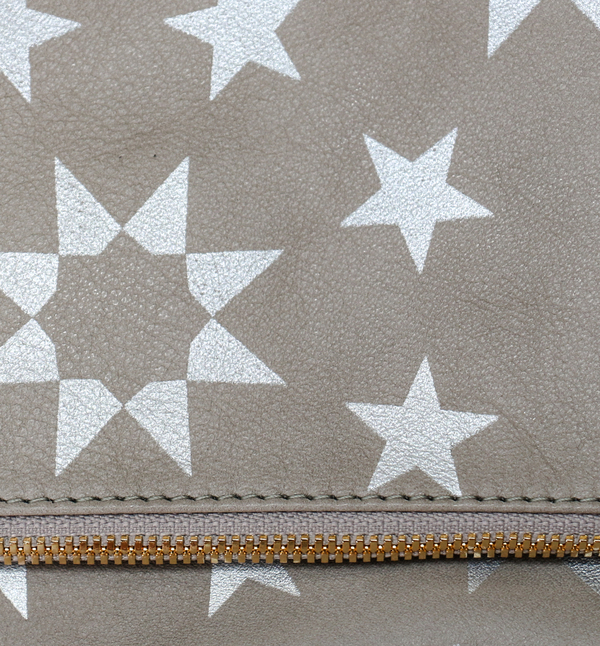 Clare Vivier Foldover Clutch - Gray Leather w/ Silver Moor Print Clare Vivier Foldover Clutch - Gray Leather w/ Silver Moor Print