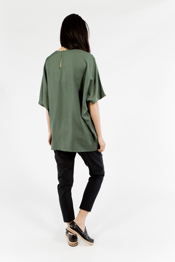 KAAREM Round Neck Silk Top KAAREM Round Neck Silk Top