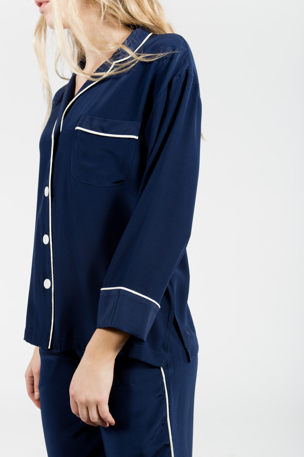 Sleepy Jones Silk Marina Pajama Shirt Sleepy Jones Silk Marina Pajama Shirt