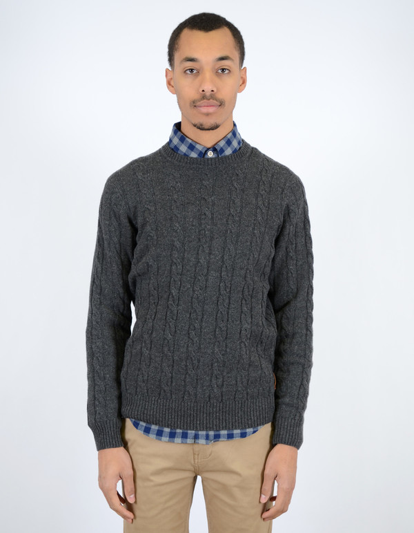 Ben Sherman Cable Crew Sweater Granite Marl Ben Sherman Cable Crew Sweater Granite Marl