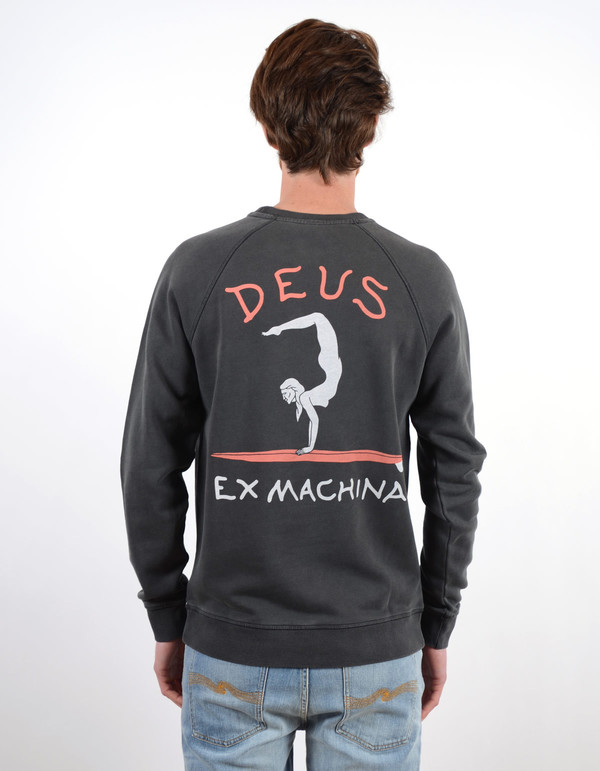 Men's Deus Scorpion Dance Crew Sweatshirt Washed Black Men's Deus Scorpion Dance Crew Sweatshirt Washed Black