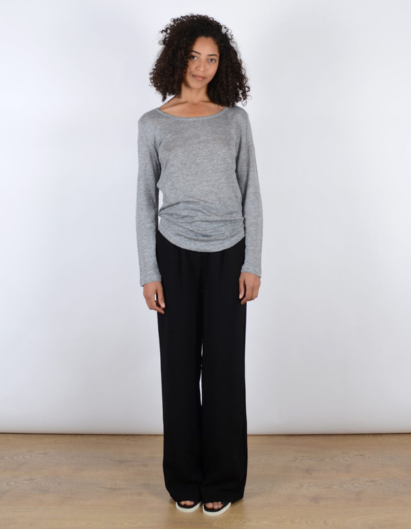 Filippa K Linen Long Sleeve Tee Light Grey Melange Filippa K Linen Long Sleeve Tee Light Grey Melange