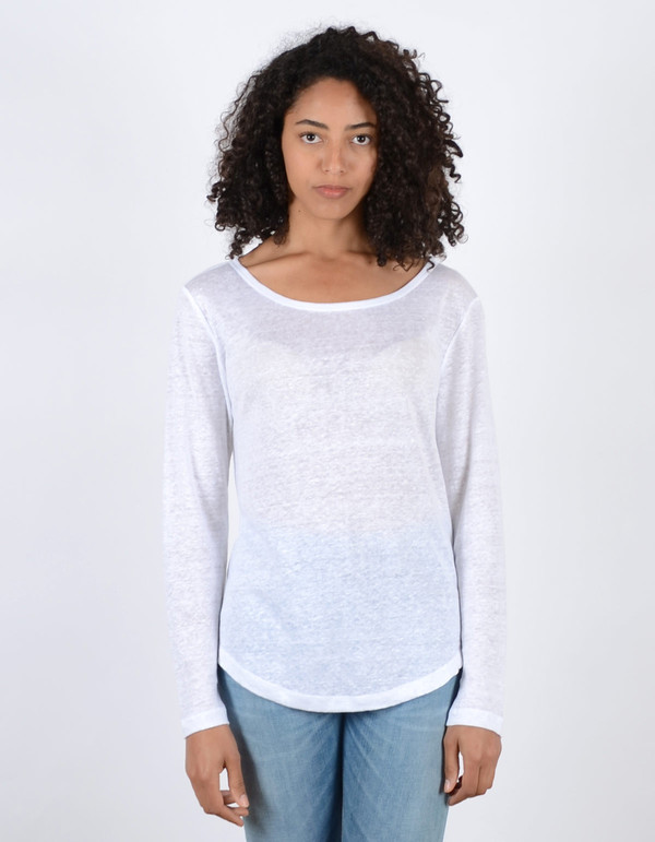 Filippa K Linen Long Sleeve Tee White Filippa K Linen Long Sleeve Tee White