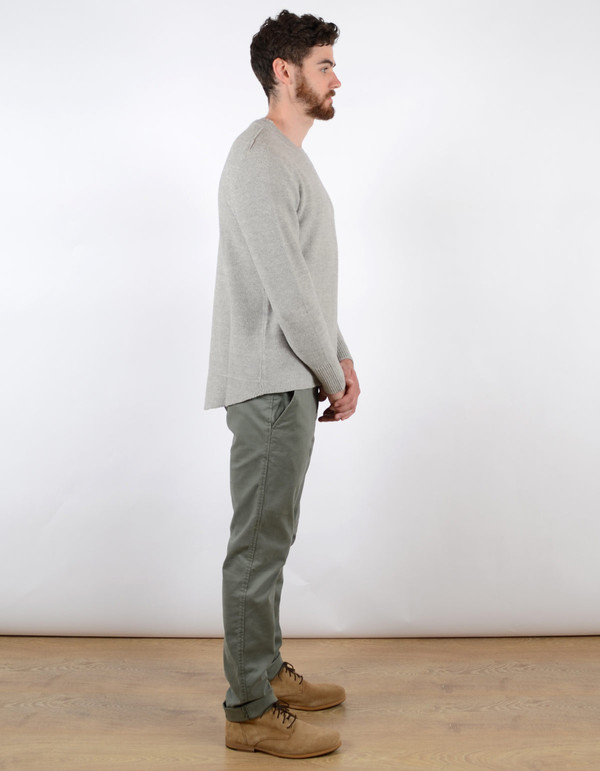 Filippa K Men's Pique Knit Sweater Light Grey Melange Filippa K Men's Pique Knit Sweater Light Grey Melange