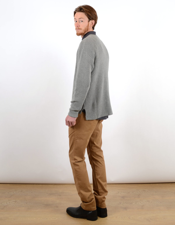 Filippa K Men's Waffle Knit Sweater Grey Melange Filippa K Men's Waffle Knit Sweater Grey Melange