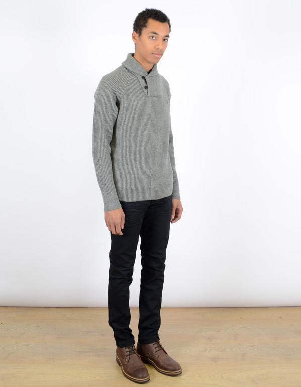 Men's Fred Perry Fishermans Shawl Collar Sweater Grey Men's Fred Perry Fishermans Shawl Collar Sweater Grey