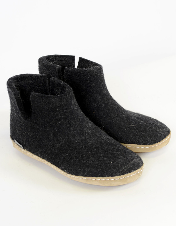 Glerups Men's Wool Boot Leather Sole Charcoal Glerups Men's Wool Boot Leather Sole Charcoal
