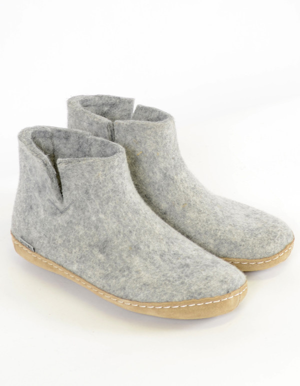 Glerups Women's Wool Boot Leather Sole Grey Glerups Women's Wool Boot Leather Sole Grey