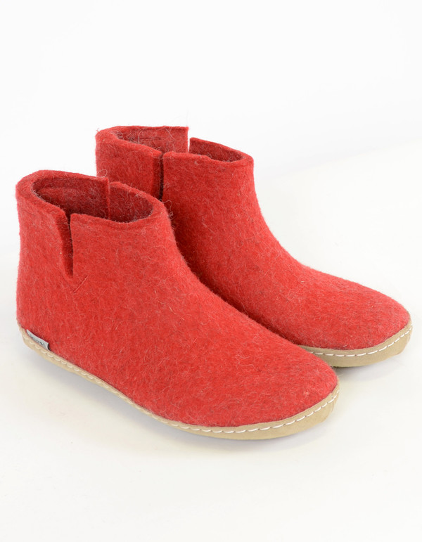 Glerups Women's Wool Boot Leather Sole Red Glerups Women's Wool Boot Leather Sole Red