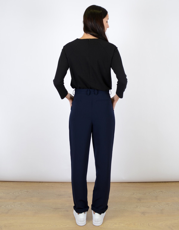 Just Female Eli Drape Trouser Deep Navy Just Female Eli Drape Trouser Deep Navy