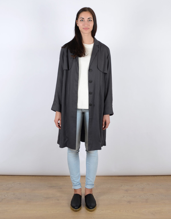 Just Female Trust Trenchcoat Anthracite Just Female Trust Trenchcoat Anthracite