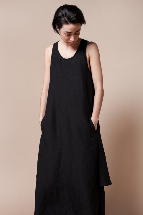 Creatures Of Comfort Lilith Dress - silk linen black Creatures Of Comfort Lilith Dress - silk linen black