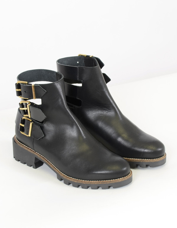 Miista Cecilia Back Strap Ankle Boot Black Miista Cecilia Back Strap Ankle Boot Black