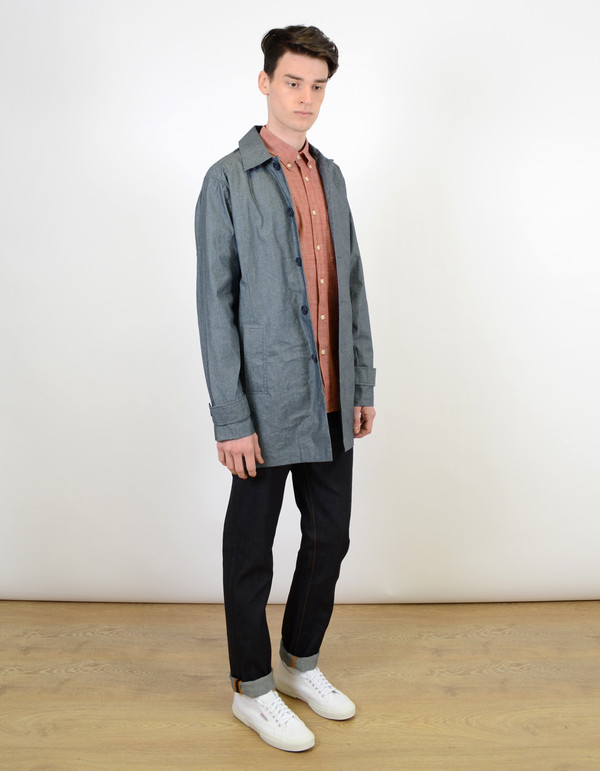 Men's Native Youth Coated Chambray Summer Mac Jacket Navy Men's Native Youth Coated Chambray Summer Mac Jacket Navy