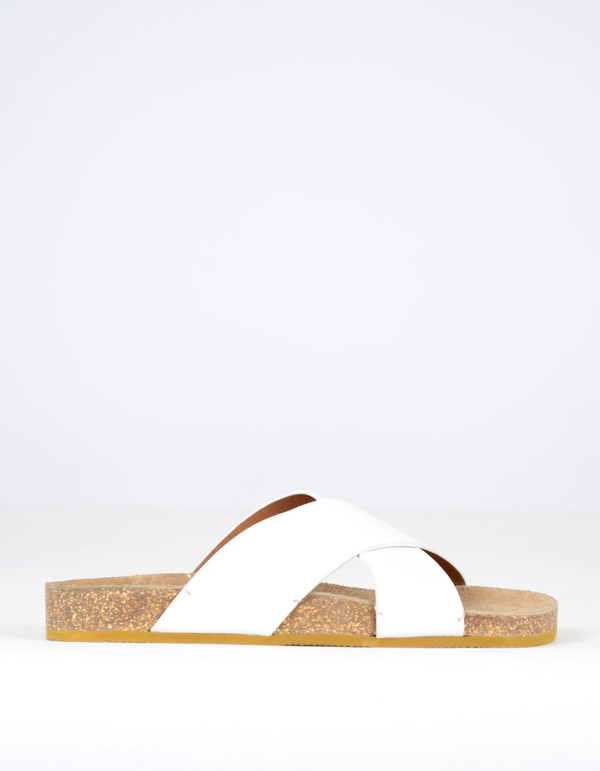 Selected Femme Brisa Leather Slider White Selected Femme Brisa Leather Slider White