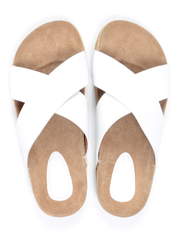 Selected Femme Brisa Leather Slider White Selected Femme Brisa Leather Slider White