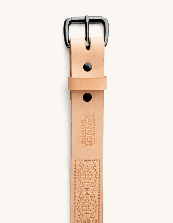 Men's Tanner Goods Standard Belt Natural Debossed Black Men's Tanner Goods Standard Belt Natural Debossed Black
