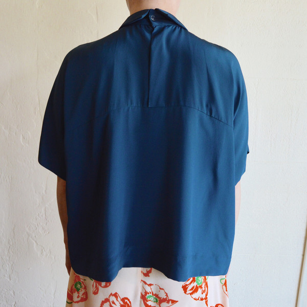 CARLEEN Collared Box Blouse in Navy CARLEEN Collared Box Blouse in Navy