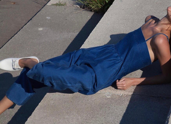 Caron Callahan Bethany Jumpsuit in Indigo Twill Caron Callahan Bethany Jumpsuit in Indigo Twill