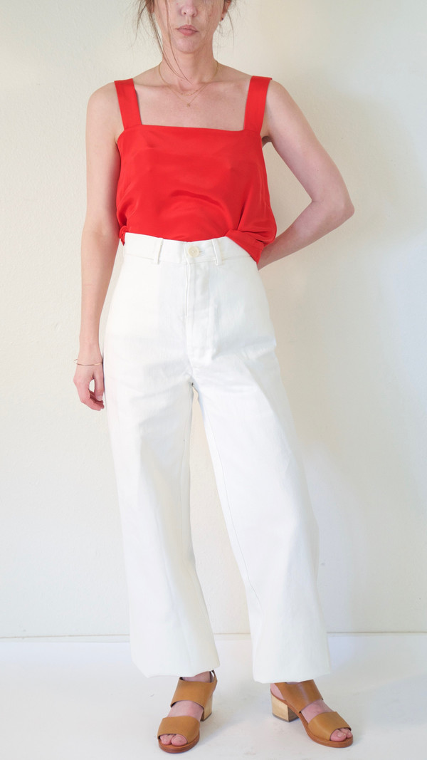 Caron Callahan Stewart Pant in White Denim Caron Callahan Stewart Pant in White Denim
