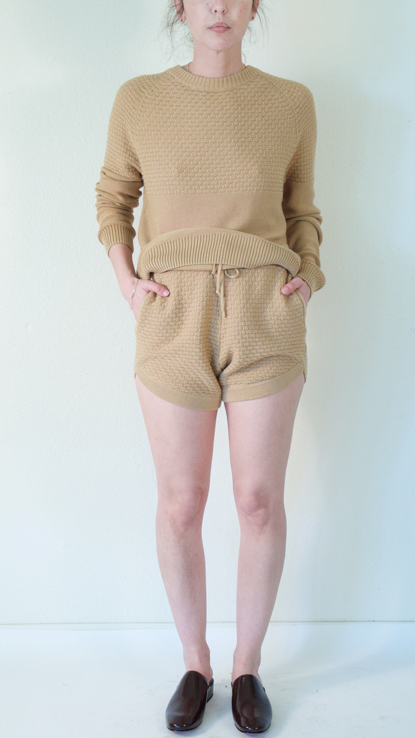 giu giu Tuck Stitch Boxer Shorts in Nude giu giu Tuck Stitch Boxer Shorts in Nude