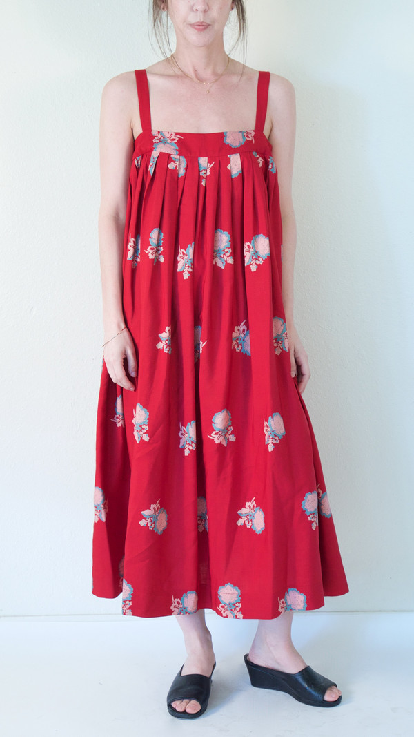 Horses Atelier Pleated Sundress in Red Peony Horses Atelier Pleated Sundress in Red Peony