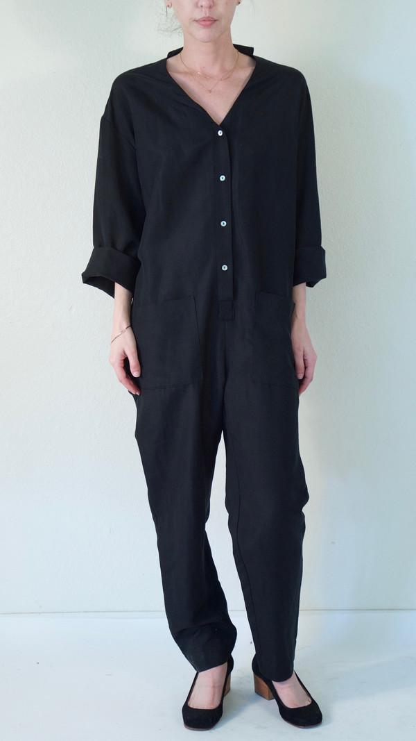 Horses Atelier V-Neck Patch Pocket Jumpsuit in Black Horses Atelier V-Neck Patch Pocket Jumpsuit in Black