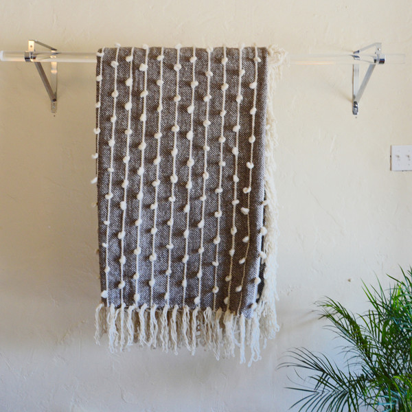 Mexchic Palomita Hand Loomed Blanket in Grey Mexchic Palomita Hand Loomed Blanket in Grey