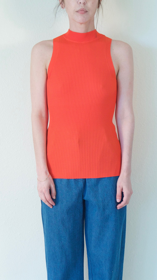 Pari Desai Nikita Mock Neck Tank in Persimmon Pari Desai Nikita Mock Neck Tank in Persimmon