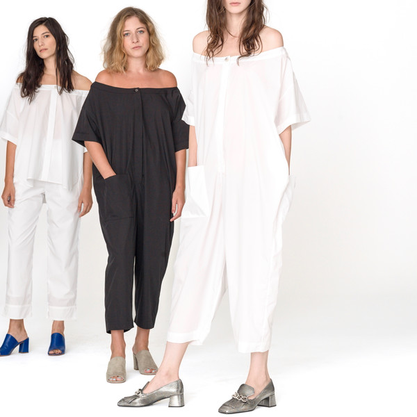 Suzanne Rae Off-Shoulder Jumpsuit in White Suzanne Rae Off-Shoulder Jumpsuit in White