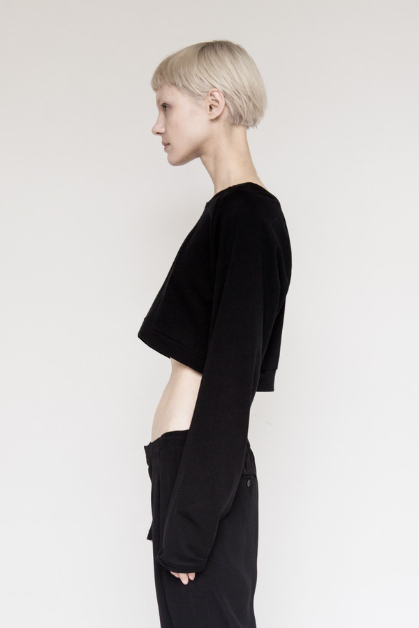 David Michael Cotton Cropped Sweater - Black David Michael Cotton Cropped Sweater - Black