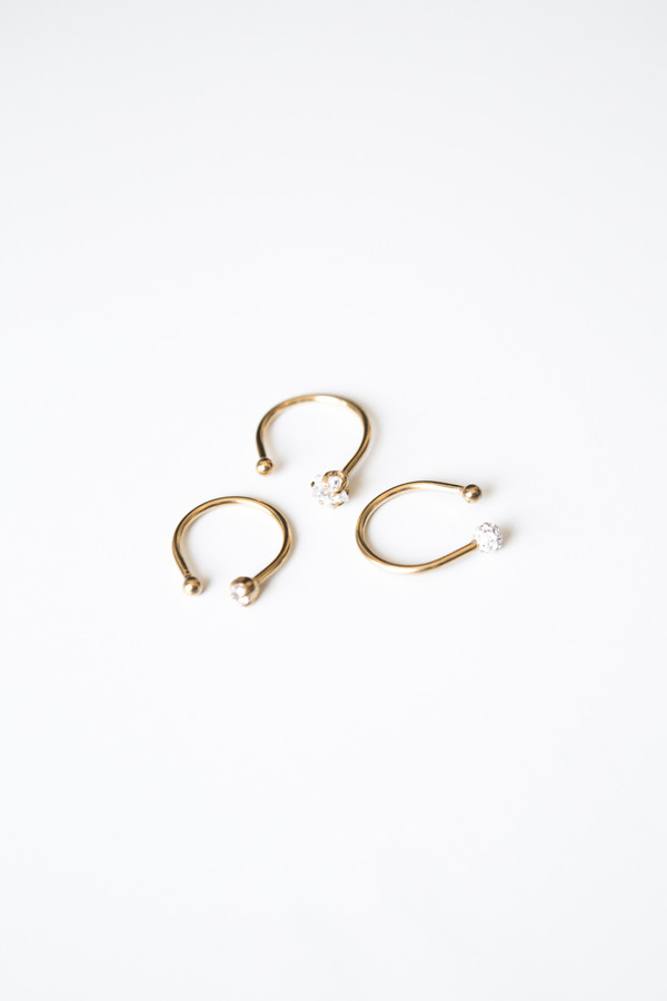 Jorge Morales Set of 3 Brass Gold Plated Rings Jorge Morales Set of 3 Brass Gold Plated Rings