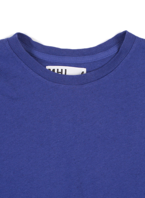 Men's MHL Margaret Howell Basic T-Shirt Cotton/Linen Jersey Indigo Men's MHL Margaret Howell Basic T-Shirt Cotton/Linen Jersey Indigo