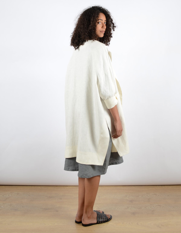 Sunja Link Collarless Coat Cream Sunja Link Collarless Coat Cream