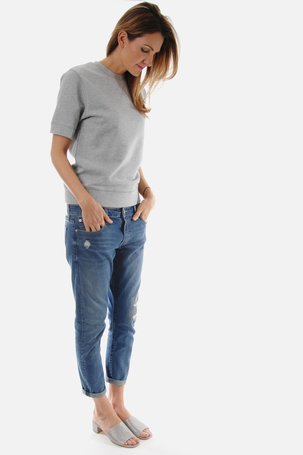 Handvaerk Grey Melange Short Sleeve Sweatshirt Handvaerk Grey Melange Short Sleeve Sweatshirt
