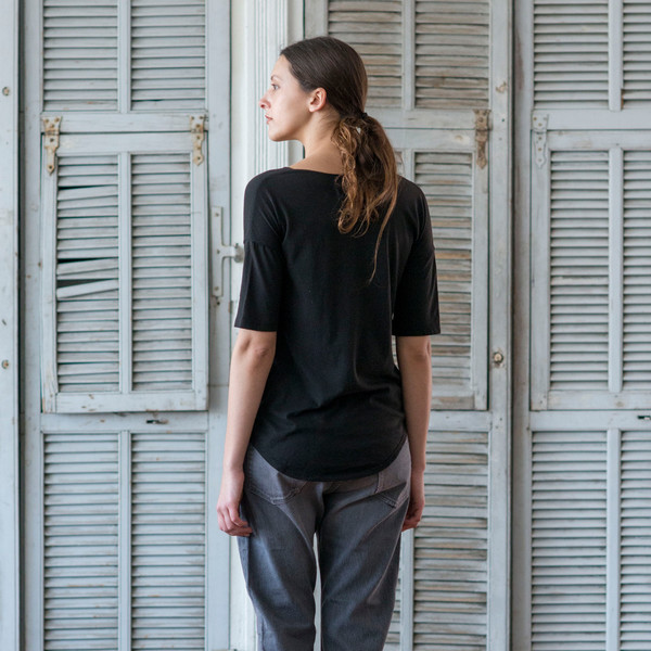 Raquel Allegra Signature Jersey Tee Black Raquel Allegra Signature Jersey Tee Black