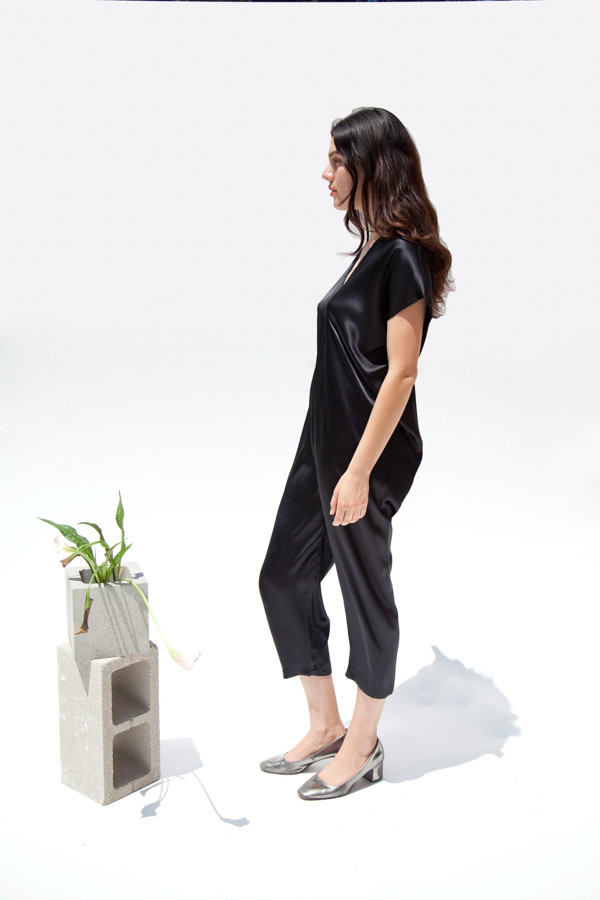 Miranda Bennett Everyday Jumpsuit, Silk Charmeuse in Black Miranda Bennett Everyday Jumpsuit, Silk Charmeuse in Black