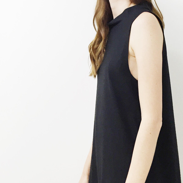 Laurs Kemp Black Raw Silk Mockneck Dress Laurs Kemp Black Raw Silk Mockneck Dress