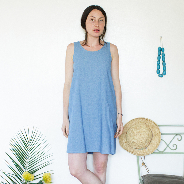 Me & Arrow Basic Tank Dress - Lt. Indigo Chambray Me & Arrow Basic Tank Dress - Lt. Indigo Chambray