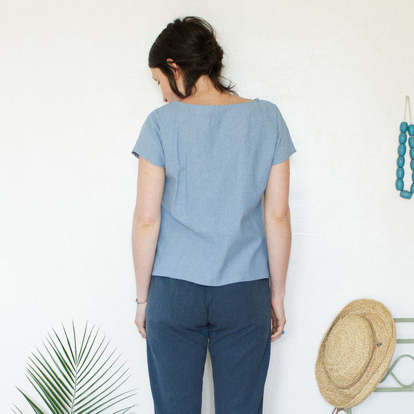 Me & Arrow Basic Tee - Lt. Indigo Chambray Me & Arrow Basic Tee - Lt. Indigo Chambray
